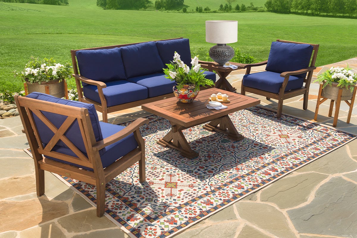 Claremont Seating Collection, Eucalyptus Wood Outdoor Furniture