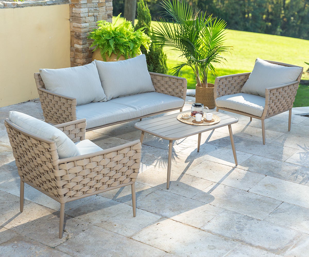 Woven Outdoor Lounge Set with Cushions