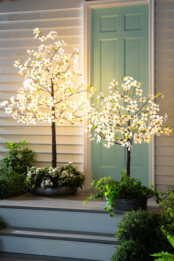 Indoor/Outdoor Electric Lighted Faux Dogwood Trees