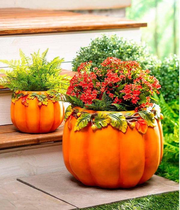 Indoor/Outdoor Pumpkin Planters, Set of 2