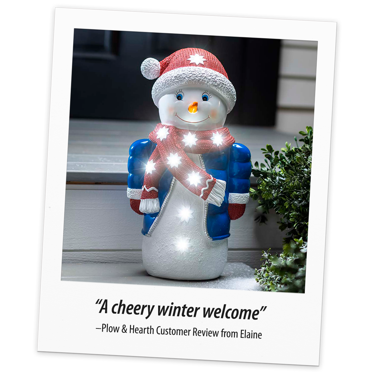 Lighted Snowman Shorty Statue