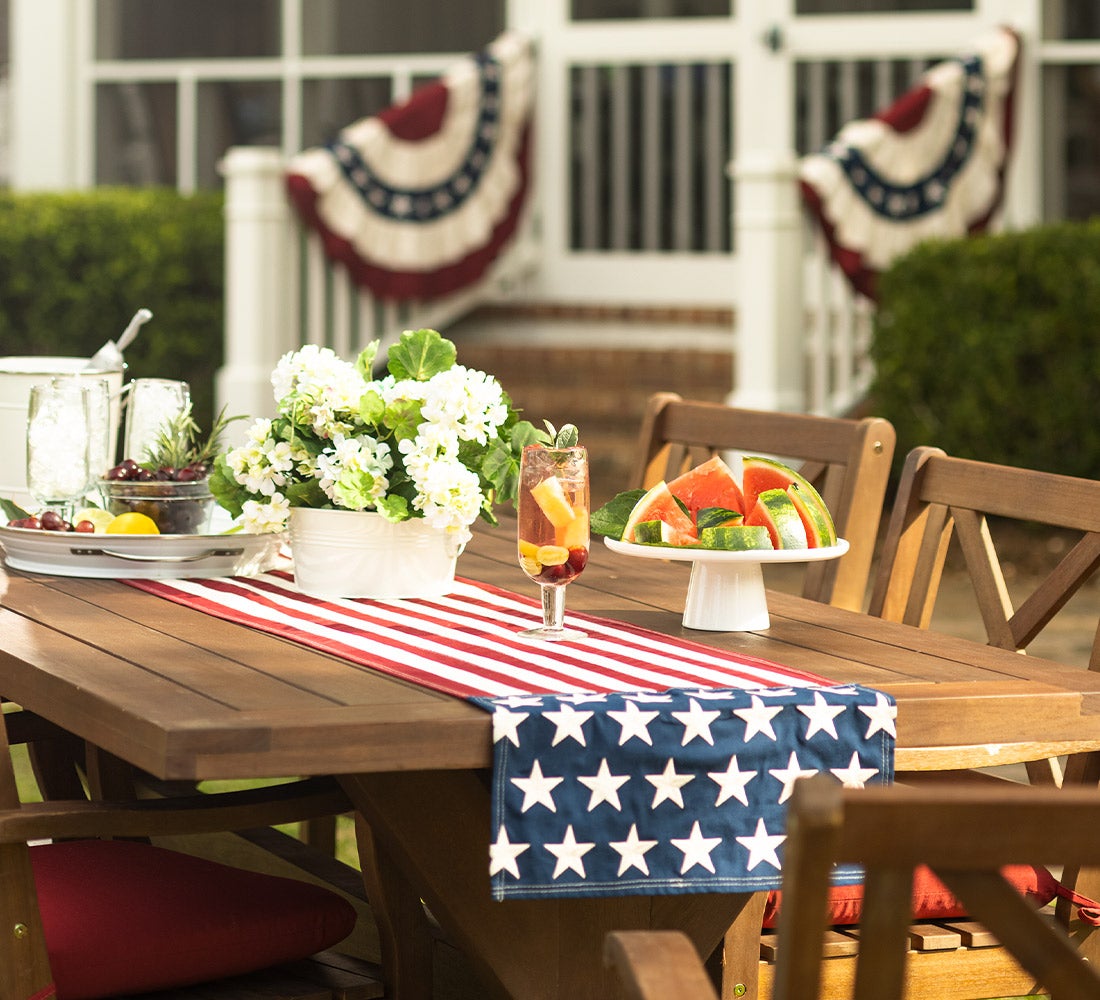 Classic American Flag Star-Spangled Cotton Table Runner