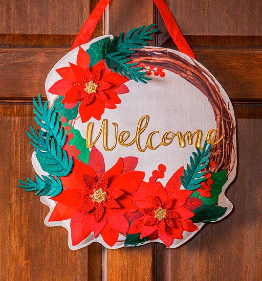 Poinsettia Welcome Wreath Door Décor