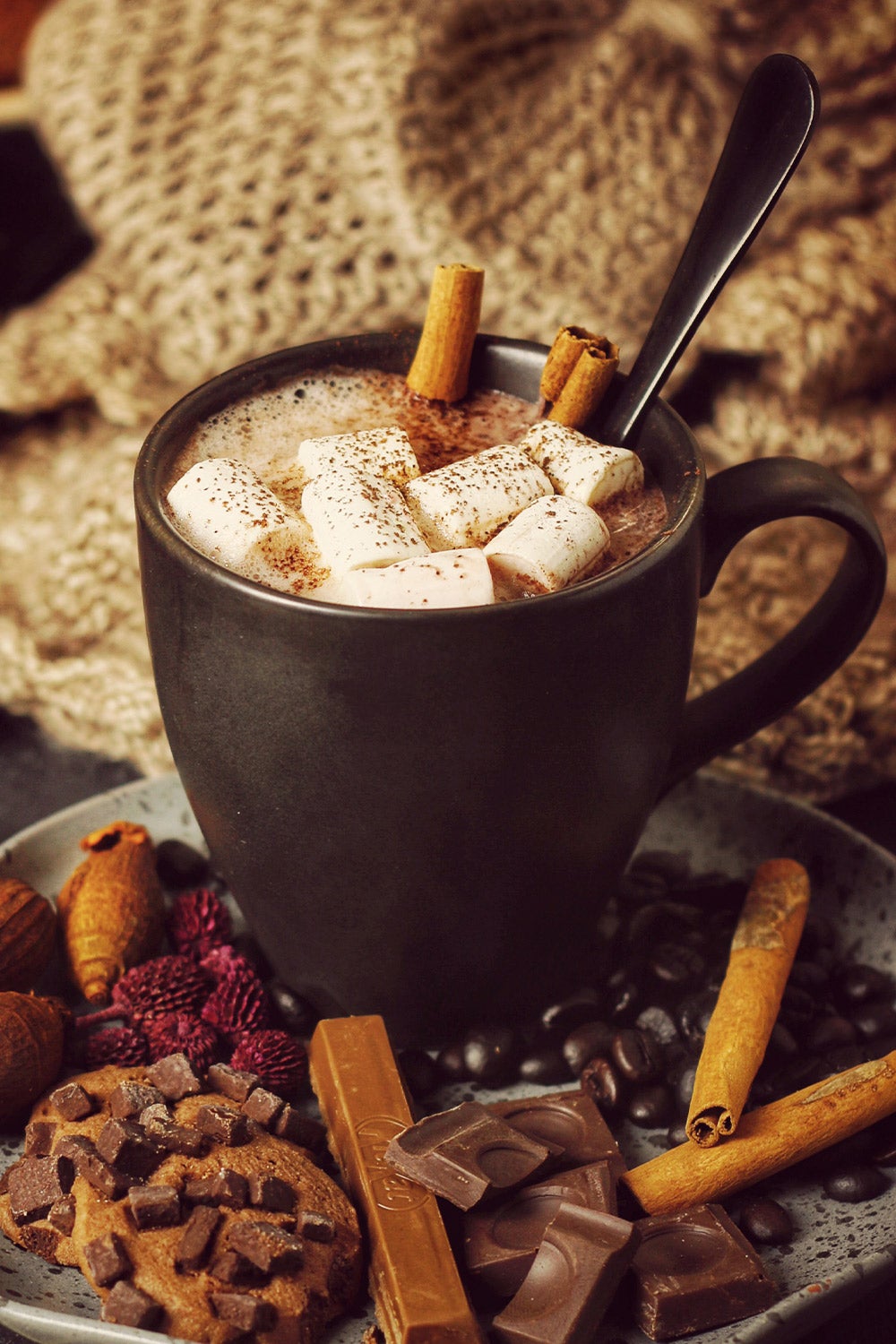 Hot Chocolate with cinnamon sticks