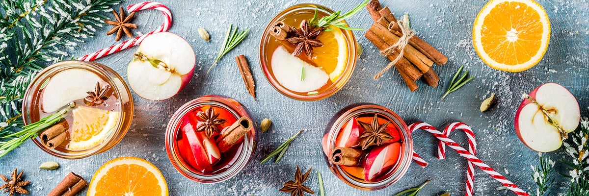 winter drinks with garnishes