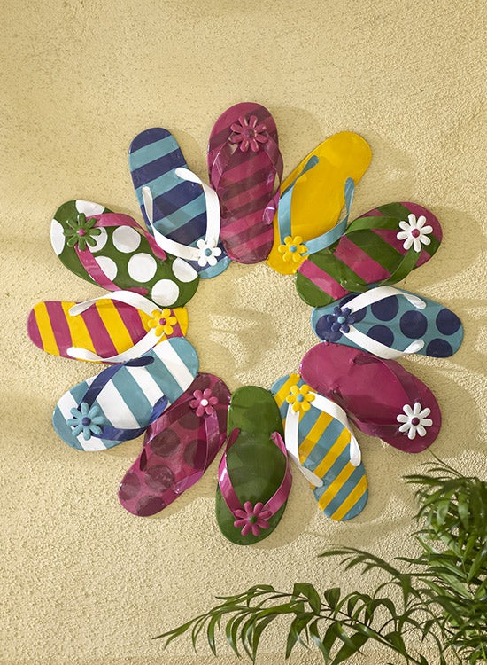 Boho Style Summer Flip-Flop Metal Wreath